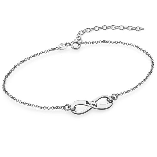 Engraved Silver Infinity Bracelet