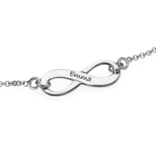 Engraved Silver Infinity Bracelet