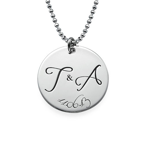 Engraved Initial Necklace with Special Date