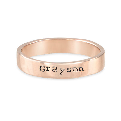 Engraved Name Ring - Hand Stamped Style with Rose Gold Plating