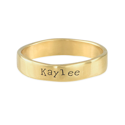 Engraved Name Ring - Hand Stamped Style with Gold Plating