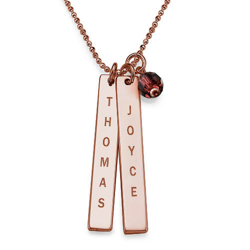 Engraved Name Tag Necklace with Freshwater Pearl - Rose Gold Plated