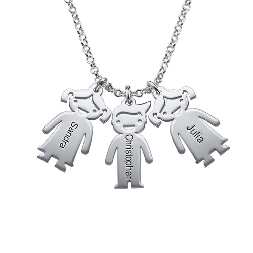 Engraved Necklace with Children Charms