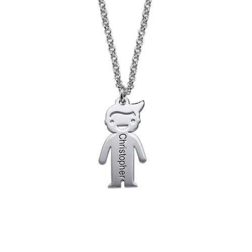 Engraved Necklace with Children Charms