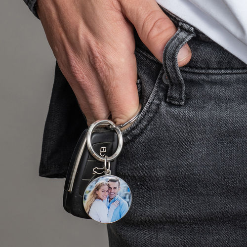 Engraved Photo Keychain - Round Shaped