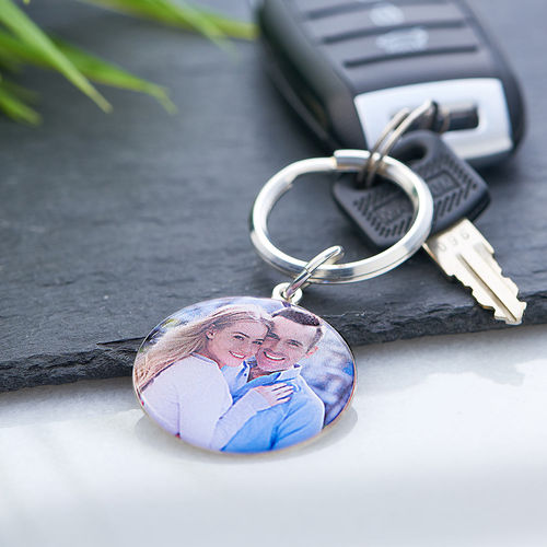 Engraved Photo Keychain - Round Shaped