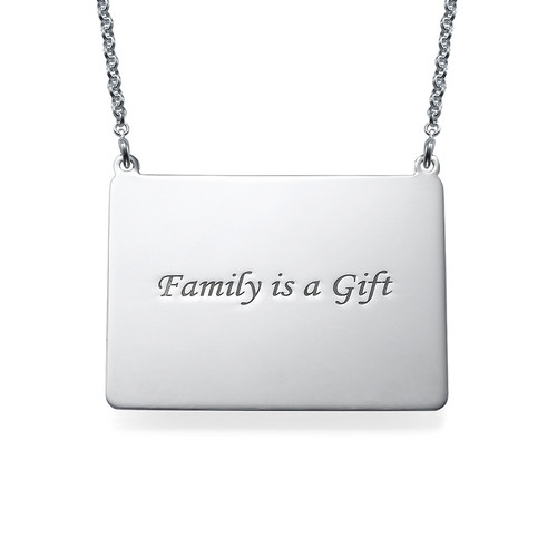 Engraved Photo Necklace - Rectangular Shaped