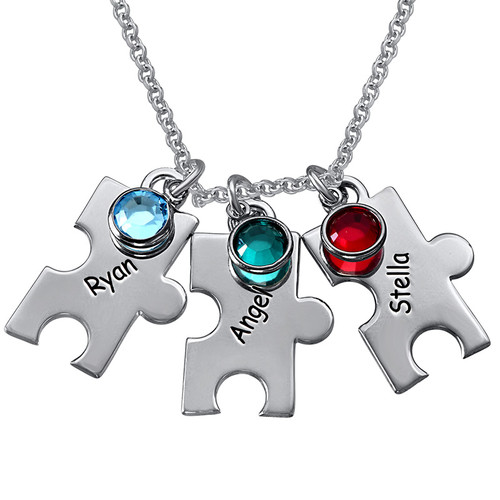 Engraved Puzzle Necklace for Mothers