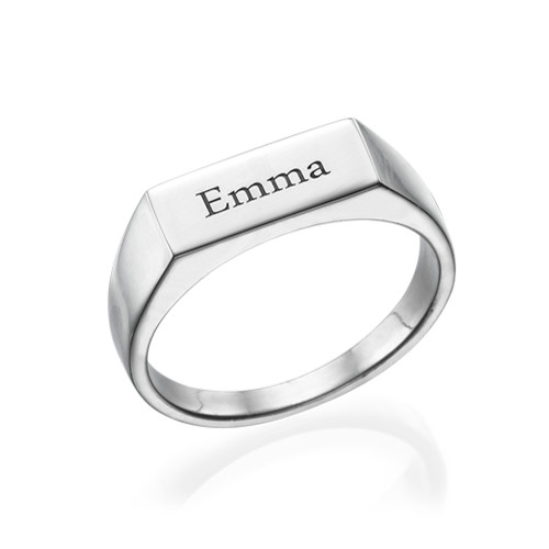 Engraved Signet Ring in Sterling Silver