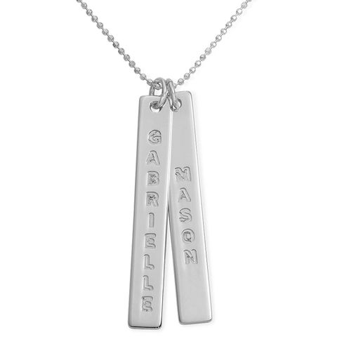 Engraved Vertical Bar Necklace in 10K White Gold