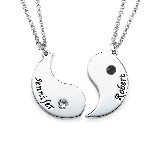 Engraved Yin Yang Necklace for Couples