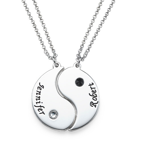 Engraved Yin Yang Necklace for Couples