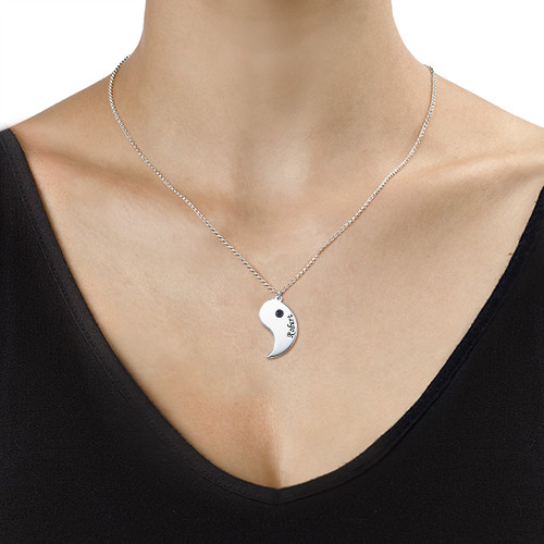 Engraved Yin Yang Necklace for Couples