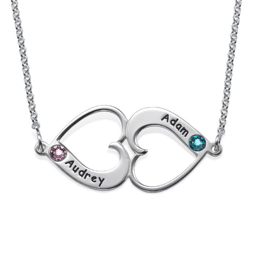 Facing Hearts Necklace with Engraving