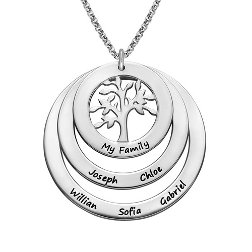 Family Circle Necklace with Hanging Family Tree