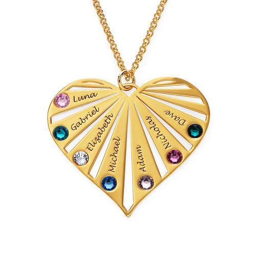 Family Necklace with birthstones in Gold Plating