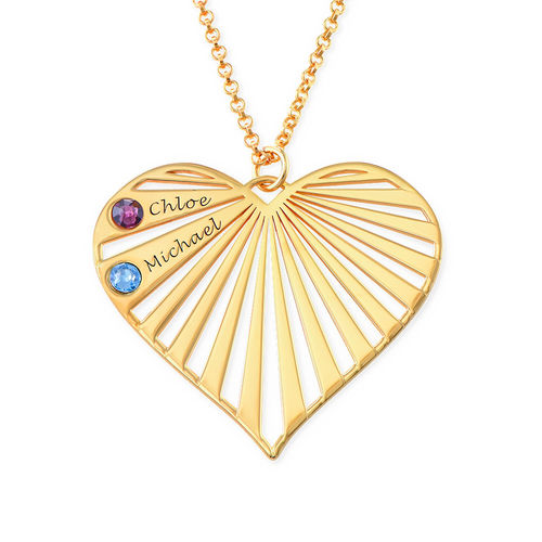 Family Necklace with birthstones in Gold Plating