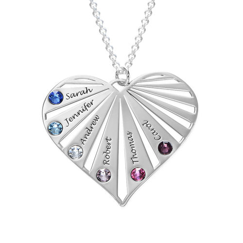 Family Necklace with Birthstones in Sterling Silver