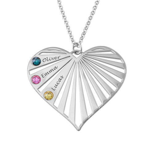 Family Necklace with Birthstones in Sterling Silver