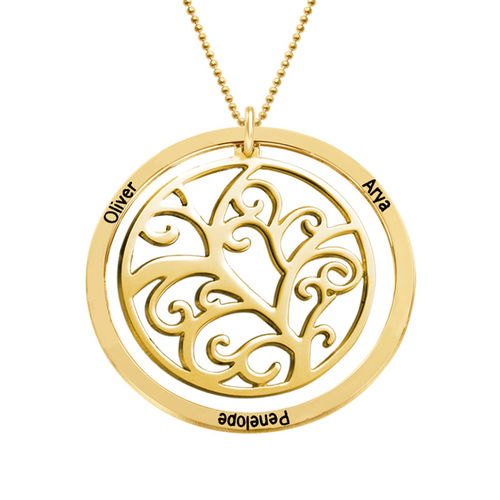 Family Tree Birthstone Necklace - 10K Yellow Gold