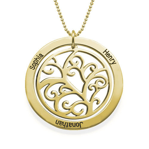 Family Tree Birthstone Necklace - 18k Gold Plated