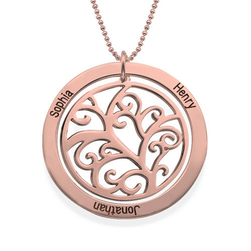 Family Tree Birthstone Necklace with Rose Gold Plating