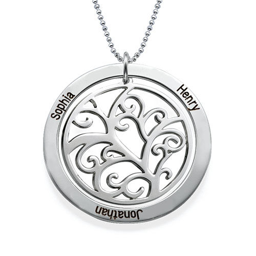 Family Tree Birthstone Necklace in Sterling Silver