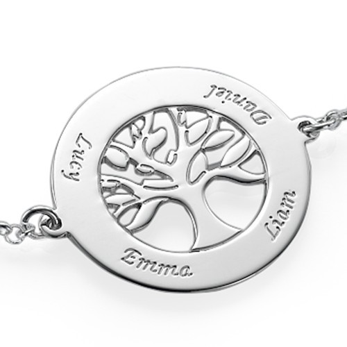 Family Tree Bracelet in Silver with Engraving