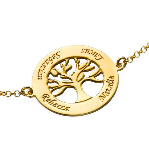 Family Tree Bracelet with Engraving - Gold Plated