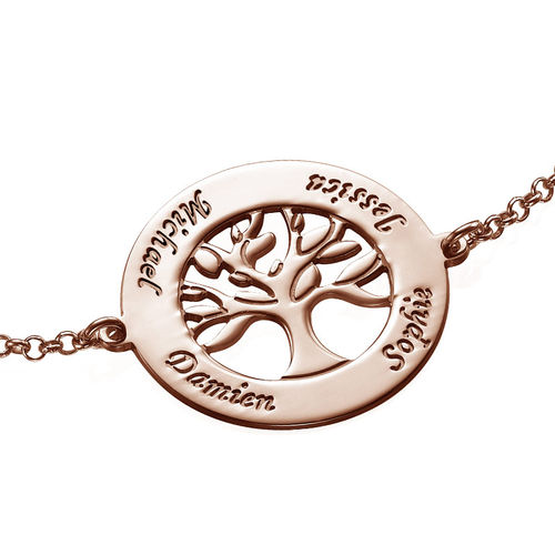 Family Tree Bracelet with Engraving - Rose Gold Plated