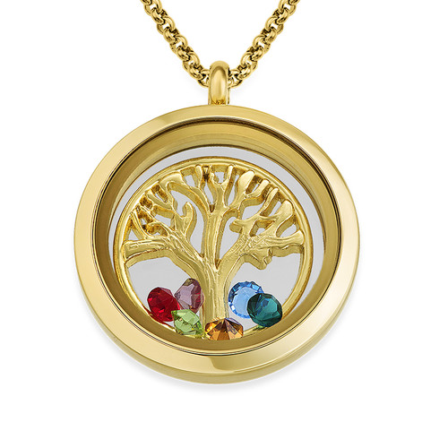 Family Tree Floating Locket with Gold Plating