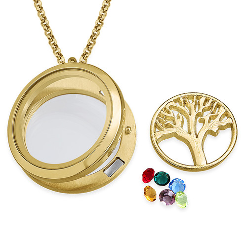 Family Tree Floating Locket with Gold Plating