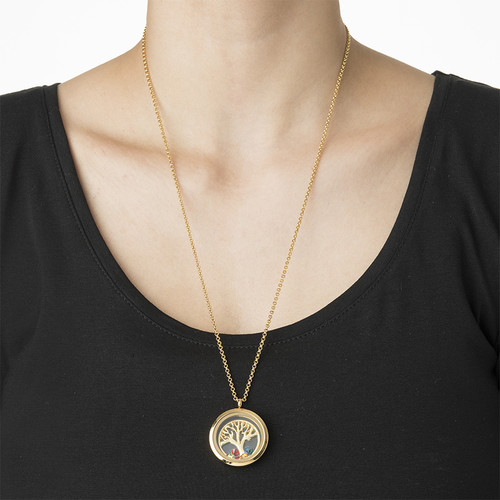 Family Tree Floating Locket with Gold Plating