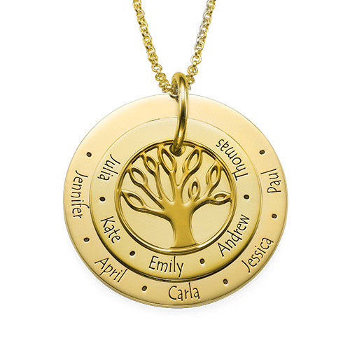 Family Tree Necklace for Moms - Gold Plated