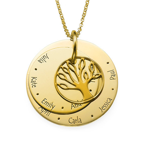 Family Tree Necklace for Moms - Gold Plated