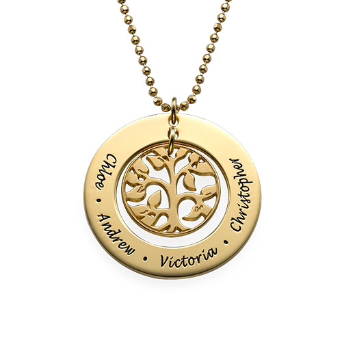 Family Tree Necklace in 18k Gold Plating