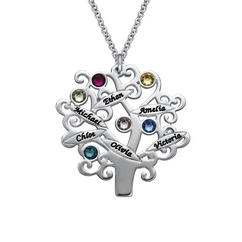 Family Tree Necklace with Birthstones