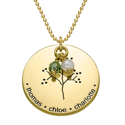 Family Tree Necklace with Gold Plating