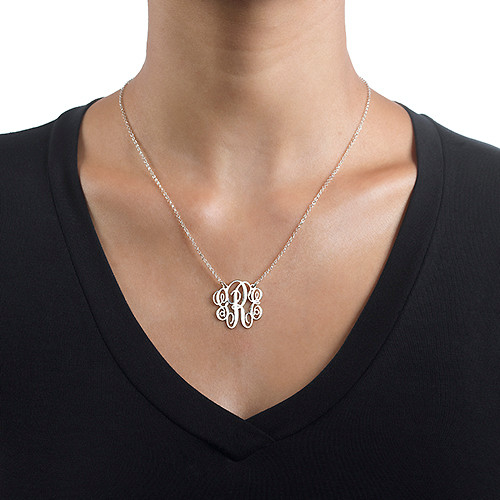 Fancy Sterling Silver Monogram Necklace