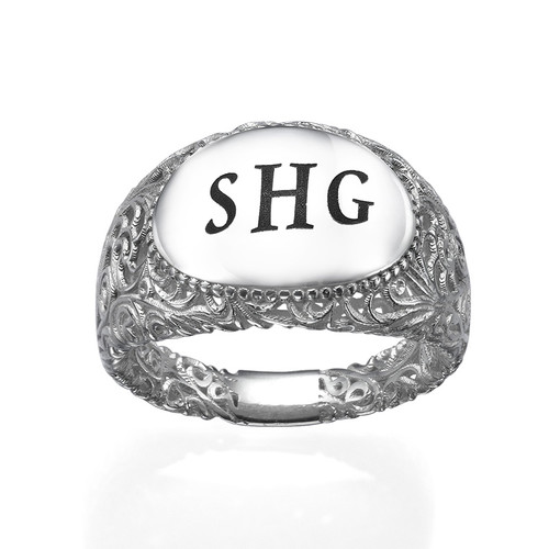 Filigree Signet Ring in Silver