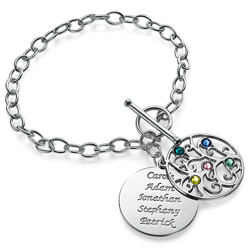 Filigree Tree of Life Bracelet with Birthstones