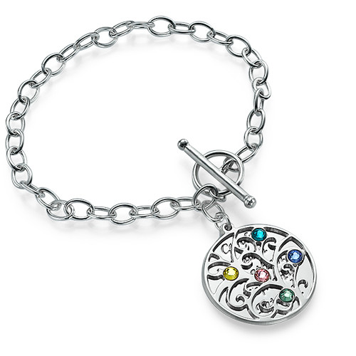 Filigree Tree of Life Bracelet with Birthstones