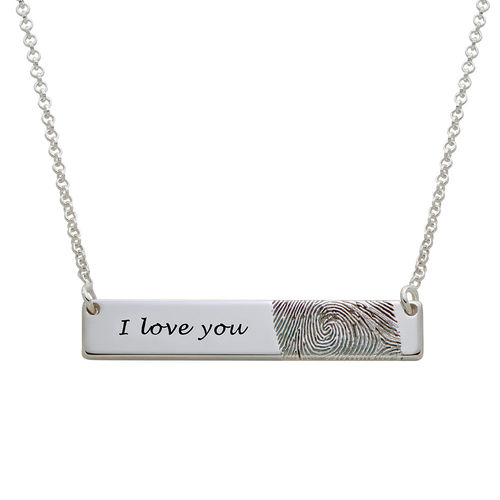 Fingerprint Bar Necklace in Sterling Silver