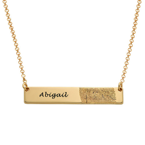 Fingerprint Bar Necklace with 18K Gold plating