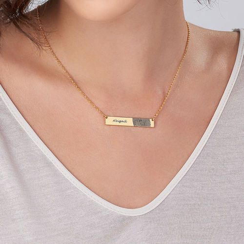 Fingerprint Bar Necklace with 18K Gold plating