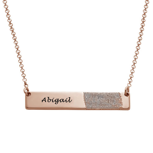 Fingerprint Bar Necklace with 18K Rose Gold plating