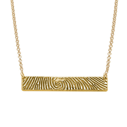 Fingerprint Bar Necklace with Back Engraving in 18K Gold Plating