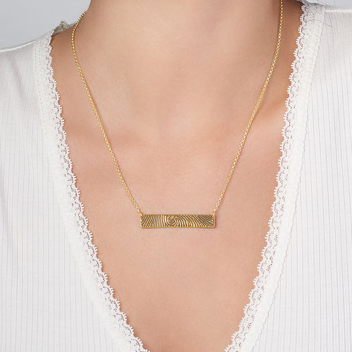 Fingerprint Bar Necklace with Back Engraving in 18K Gold Plating