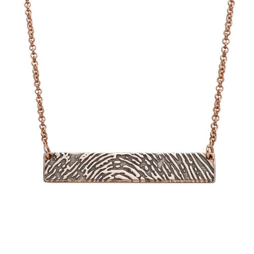 Fingerprint Bar Necklace with Back Engraving in 18K Rose Gold Plating