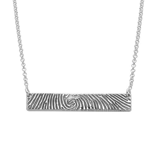 Fingerprint Bar Necklace with Back Engraving in Sterling Silver